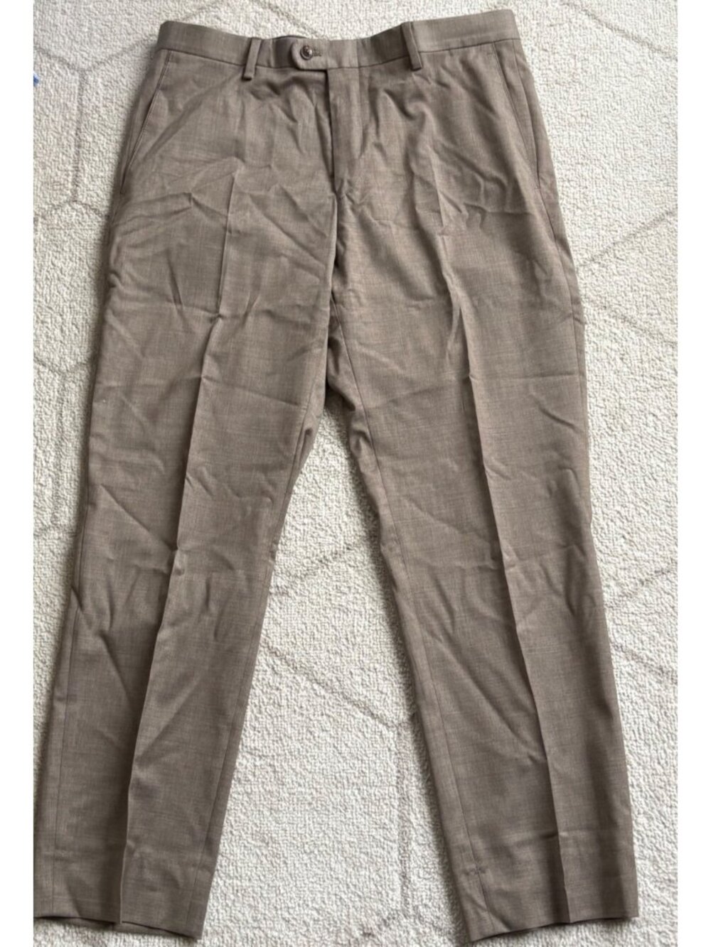 Peter Millar Crown Collection Taupe Wool Blend Dress Pants 33R Flat Front - Picture 2 of 5